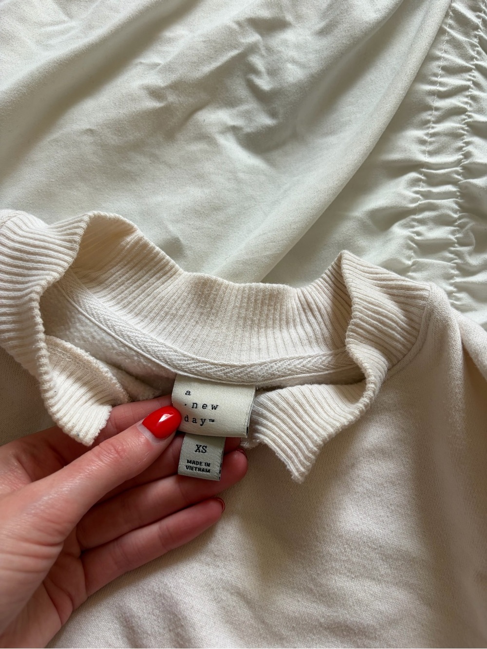 a new day Cream Ruffle Mock-Neck Pullover